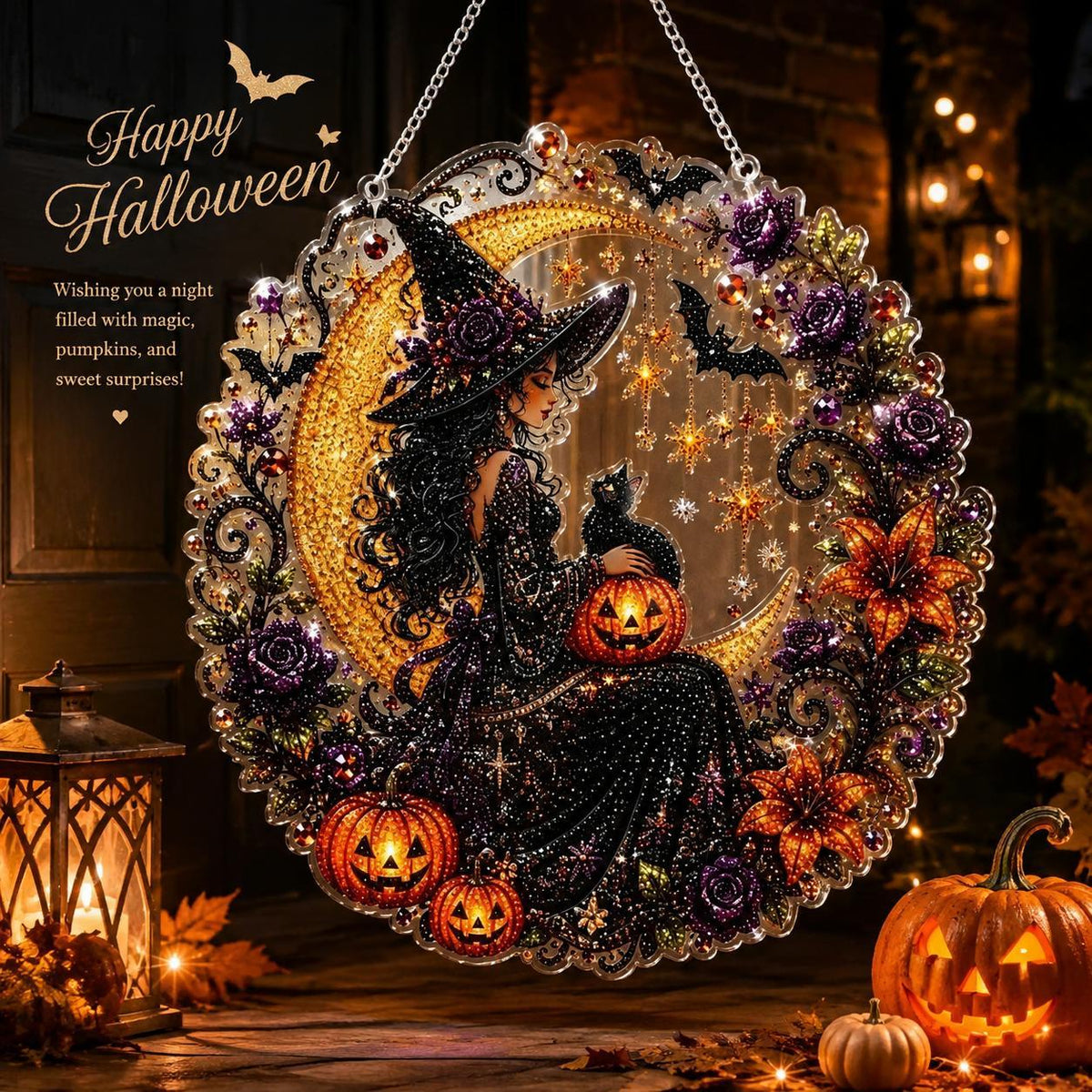 Shiny Acrylic Safe Diamond Art Hanging Suncatcher Kit - Cute Halloween Stuff