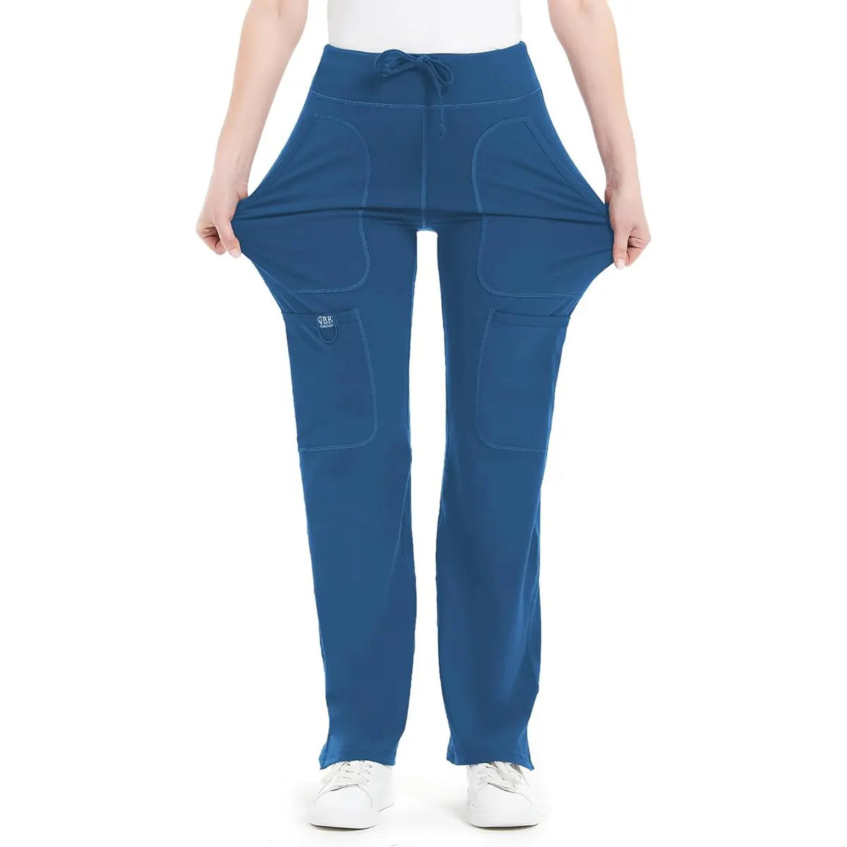 Yoga Scrub Pants for Women - 4-Way Stretch Fabric with 5 Pockets, Mid Rise Flared Leg Work Pants Featuring a Cargo Pocket Activewear Look Athleisure Bottoms Gym Fitness Sportswear High Waisted Athletic