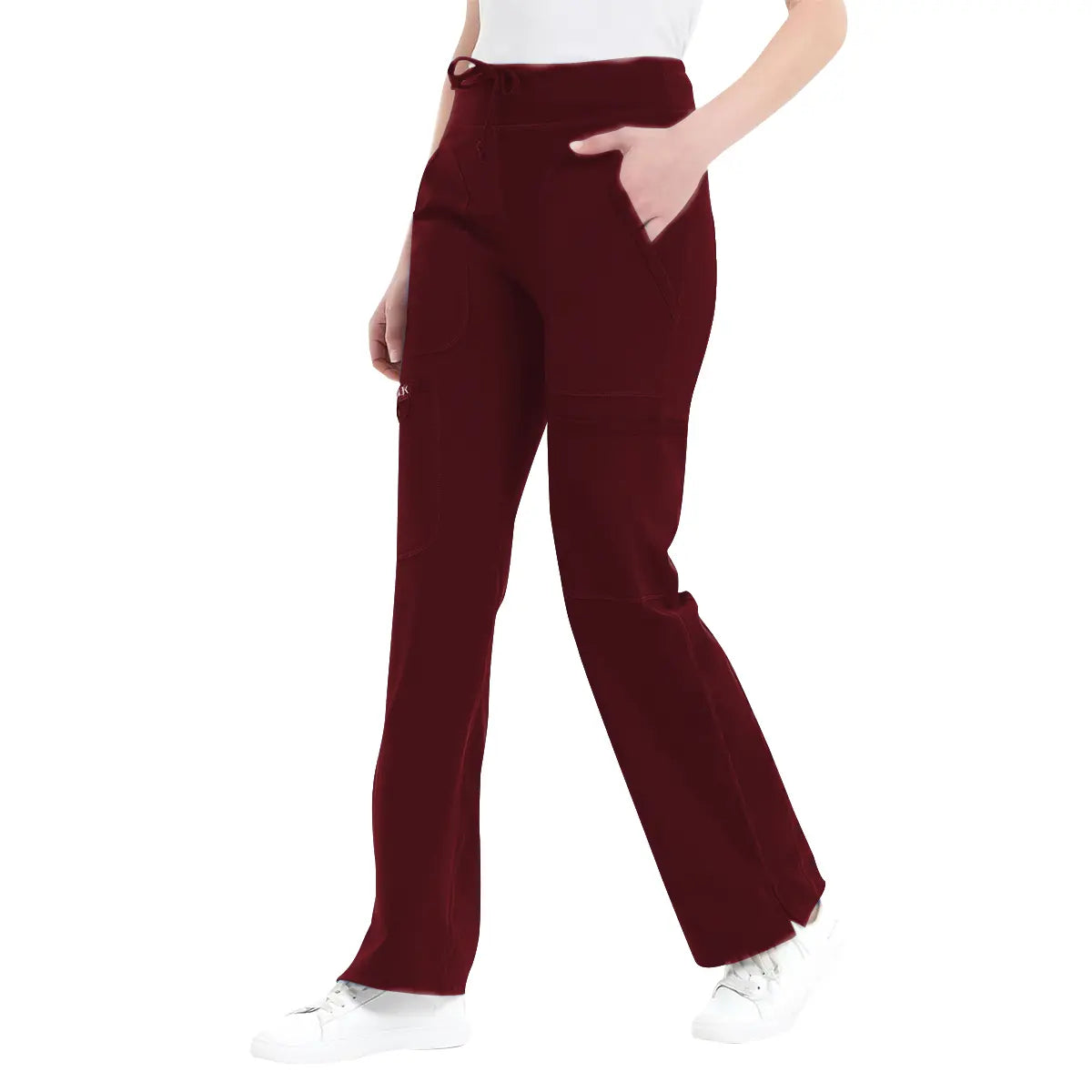 Yoga Scrub Pants for Women - 4-Way Stretch Fabric with 5 Pockets, Mid Rise Flared Leg Work Pants Featuring a Cargo Pocket Activewear Look Athleisure Bottoms Gym Fitness Sportswear High Waisted Athletic