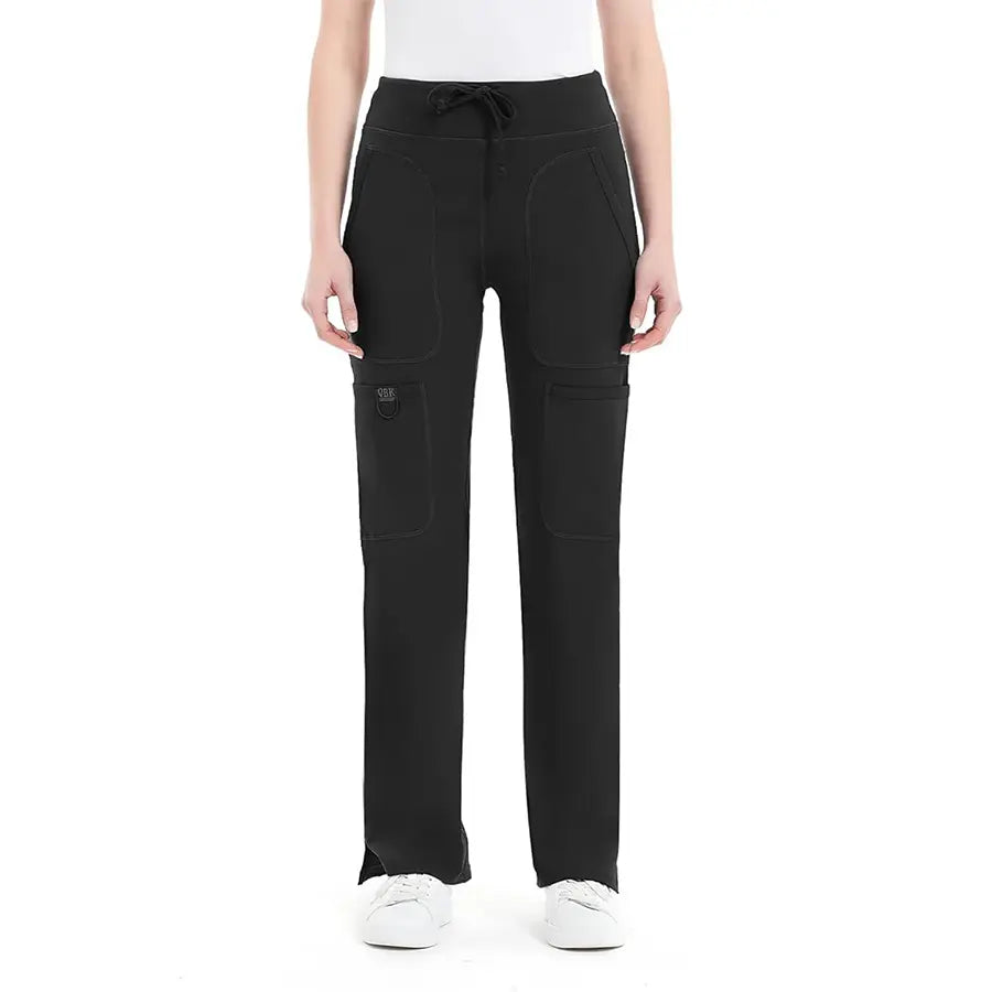 Yoga Scrub Pants for Women - 4-Way Stretch Fabric with 5 Pockets, Mid Rise Flared Leg Work Pants Featuring a Cargo Pocket Activewear Look Athleisure Bottoms Gym Fitness Sportswear High Waisted Athletic
