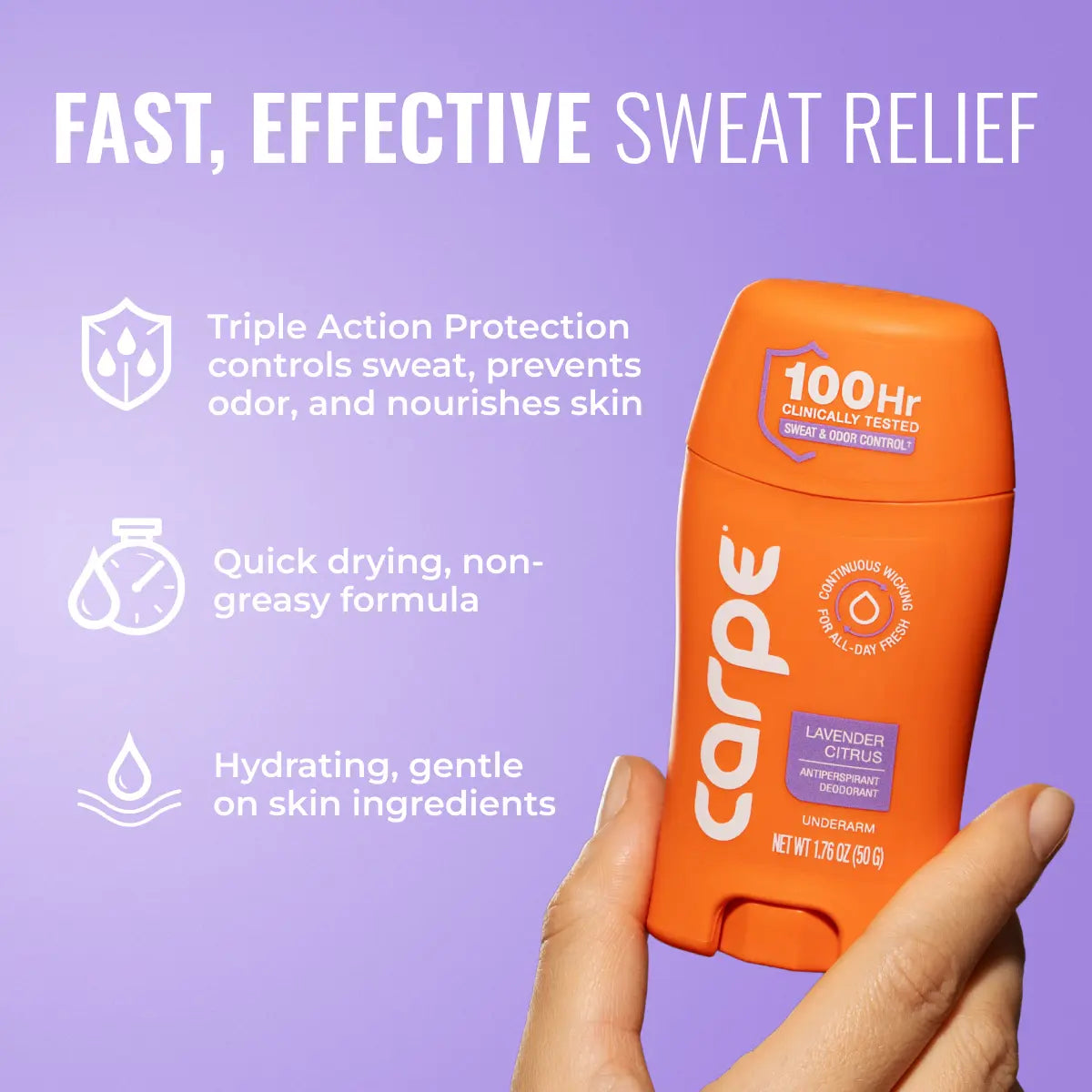 Carpe Antiperspirant Deodorant -  Quick-Drying, Non-Greasy Deodorant for Men & Women - No Baking Soda or Parabens