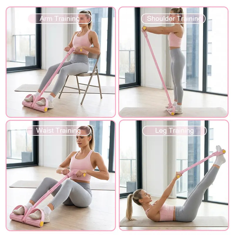6-Tube Elastic Resistance Band Set for Home Fitness