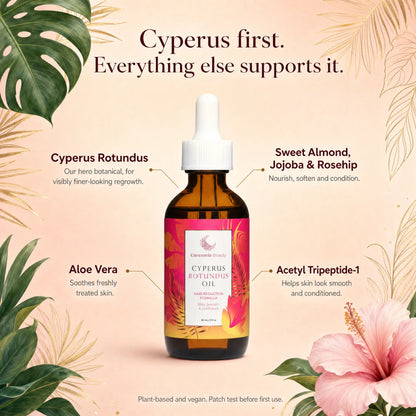 Caramela Beauty Cyperus Rotundus Oil - 60Ml/2Oz Naturally Derived Gentle Moisturizing Hair Inhibitor, Body & Massage Oil for Sensitive Skin, Waxing Aftercare, Strawberry Skin Fix, Smooth Silky Beauty Products, Daily