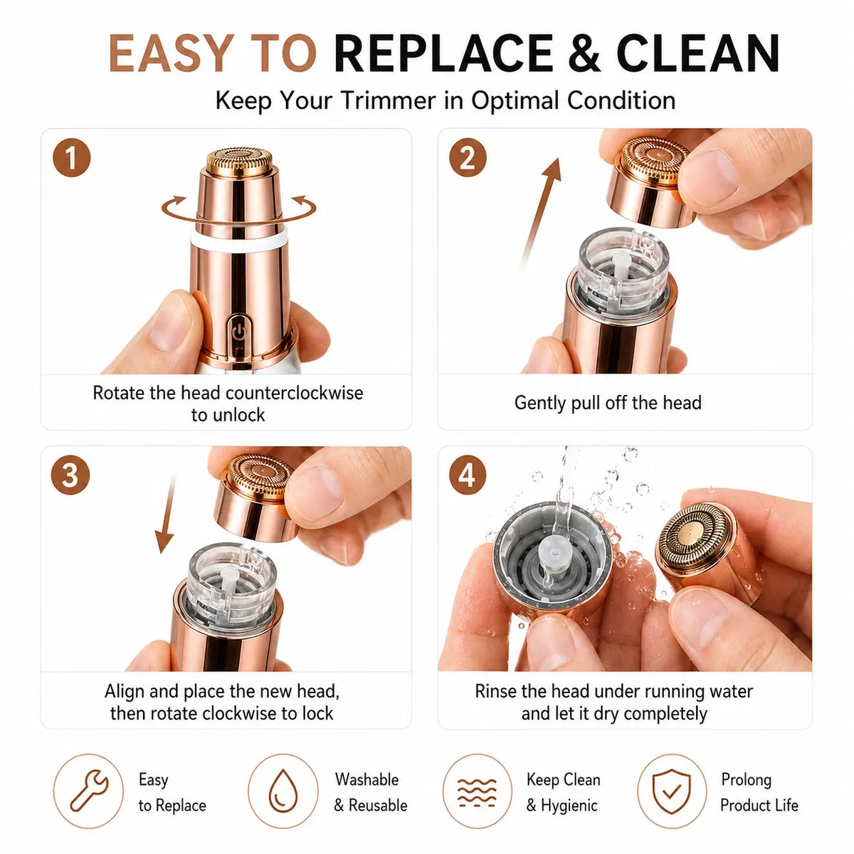 OANVA 2 in 1 Facial & Eyebrow Hair Trimmer for Women, Rechargeable Face Razor, Lip & Peach Fuzz Remover, Precision Eyebrow Shaper, Portable Painless Hair Removal Tool.
