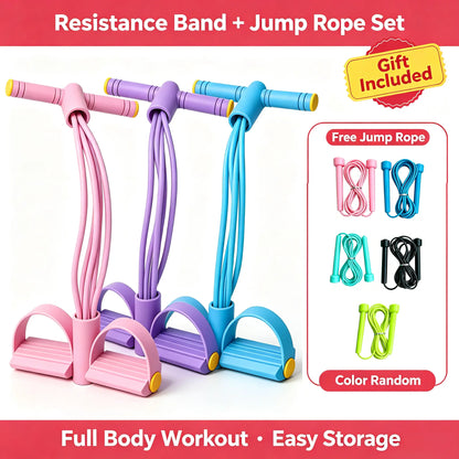 Foam Non-Slip Adjustable Pedal Resistance Band - Core & Lower Body Workout Equipment for Squat Challenge, Portable Home Gym Strength Trainer