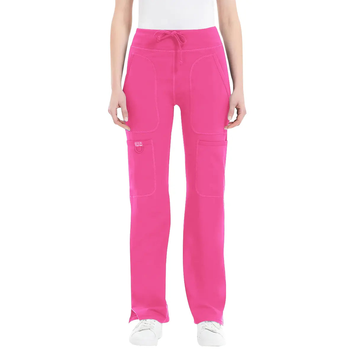 Yoga Scrub Pants for Women - 4-Way Stretch Fabric with 5 Pockets, Mid Rise Flared Leg Work Pants Featuring a Cargo Pocket Activewear Look Athleisure Bottoms Gym Fitness Sportswear High Waisted Athletic