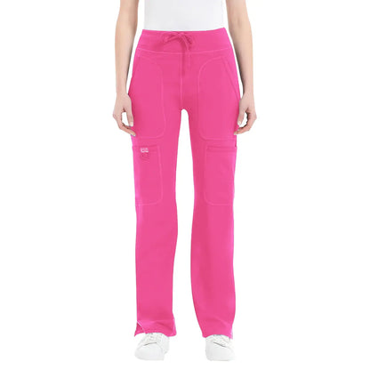Yoga Scrub Pants for Women - 4-Way Stretch Fabric with 5 Pockets, Mid Rise Flared Leg Work Pants Featuring a Cargo Pocket Activewear Look Athleisure Bottoms Gym Fitness Sportswear High Waisted Athletic