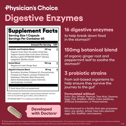 Digestive Enzymes by Physician'S Choice - Bloating & Mealtime Discomfort Support with Probiotics 