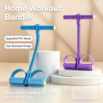 Foam Non-Slip Adjustable Pedal Resistance Band - Core & Lower Body Workout Equipment for Squat Challenge, Portable Home Gym Strength Trainer