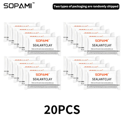 SOPAMI 10/20PCS Eco-Friendly Sticky Sealant Clay, Quick Curing & Strong Adhesion, Waterproof Oil-Resistant Pest Control Sealant for Air Conditioner Holes Wall Cracks Pipes
