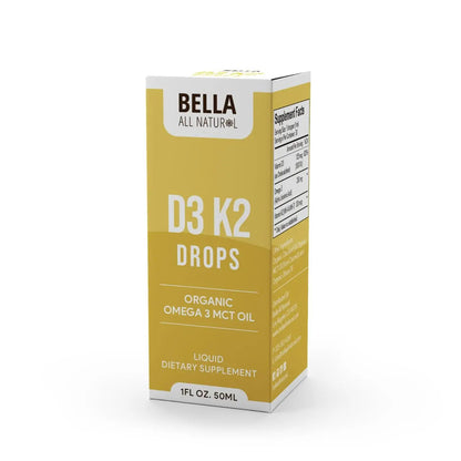 Bella All Natural D3 K2 Drops Organic Omega 3 MCT Oil 50Ml Supplement for Daily Health Needs