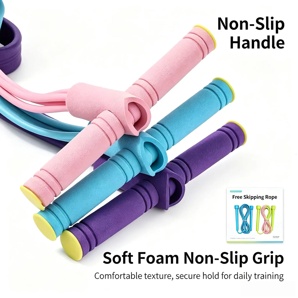 Foam Non-Slip Adjustable Pedal Resistance Band - Core & Lower Body Workout Equipment for Squat Challenge, Portable Home Gym Strength Trainer