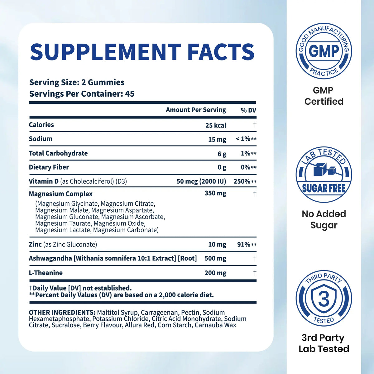 VEV Deepcalm 14-In-1 Dietary Magnesium Supplement Gummies, with Ashwagandha, L-Theanine, D3, Zinc & Supports Calming Blended Vitamins and Minerals, Chewable Dietary Supplement, 90-Count