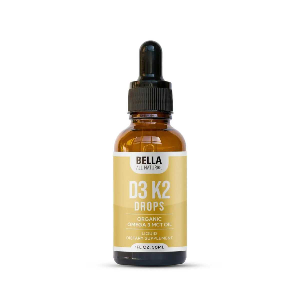 Bella All Natural D3 K2 Drops Organic Omega 3 MCT Oil 50Ml Supplement for Daily Health Needs
